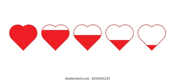 Love indicator icons design vector. Valentine hearth symbol 
