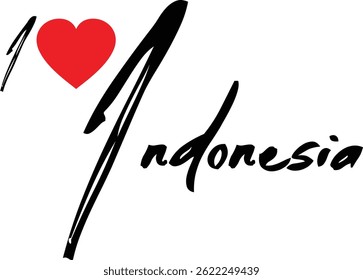 J'Aime Indonésie Nom Country En Grunge Typographie Texte