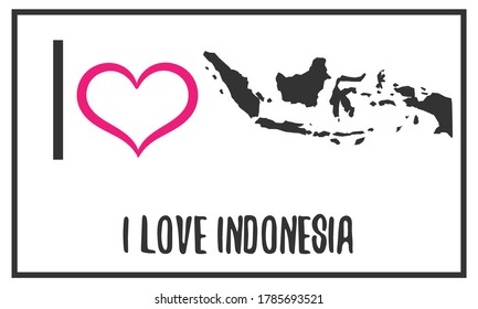 I love Indonesia isolated vector map silhouette