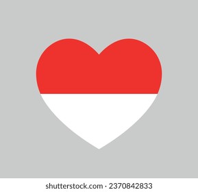 love Indonesia symbol, heart shape Indonesian flag icon, vector illustration