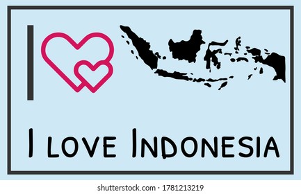 Me encanta la silueta del mapa vectorial de Indonesia