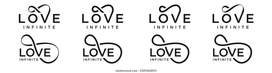 love Infinity logo design, marca de palavra amor com combinação de ícone Infinity, ilustração vetorial