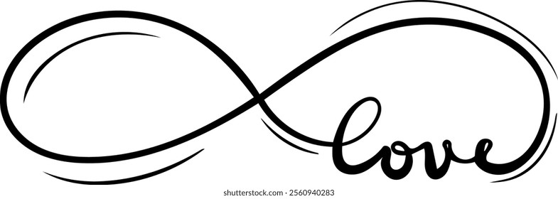 love infinity loop valentines day black vector graphic design and cut file