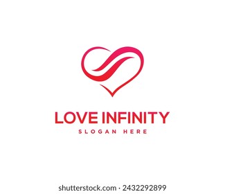 Plantilla de vector de diseño de logotipo de signo infinito de amor.