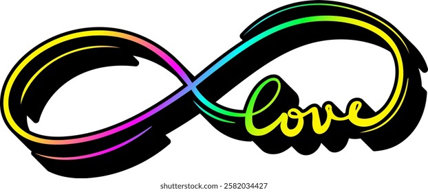 love infinity valentines day rainbow colorful bright vector graphic design quote 