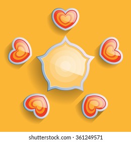 Love infographics elements for valentines day. Vector illustration scheme with hearts and sun. Web template.