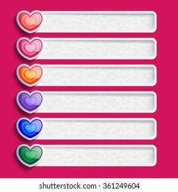 Love infographics elements for valentines day. Vector illustration scheme with hearts. Web template.