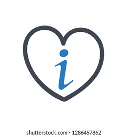 Love information sign icon vector - Blue