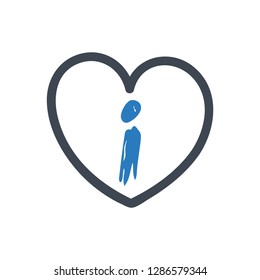 Love information sign icon vector - Blue