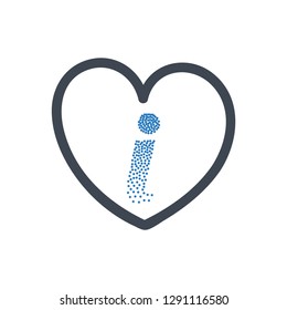 Love information sign icon vector - Blue