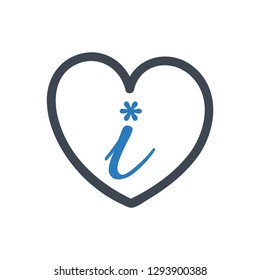 Love information sign icon vector - Blue