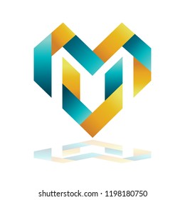 Love Initials M and V Logo, Heart Logo Template