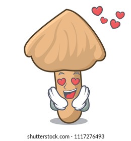 In love inocybe mushroom mascot cartoon