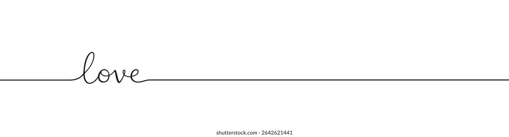 Love inscription continuous one line drawing with word. Minimalistic drawing of phrase illustration.