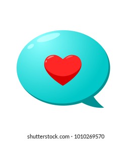 Love inside cyan bubble speech