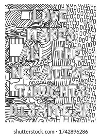 Love inspirational coloring book pages design. adult coloring book.motivational word coloring book