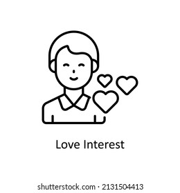 Love Interest vector outline icon for web isolated on white background EPS 10 file