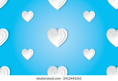 Love invitation card, abstract valentine's day background with paper cut white hearts.Valentine background for poster, sale offer, web banner, poster, flyer, leaflet, brochure templete.