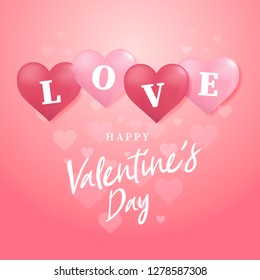 Love Invitation card Valentine's day balloon heart on abstract background with text love.