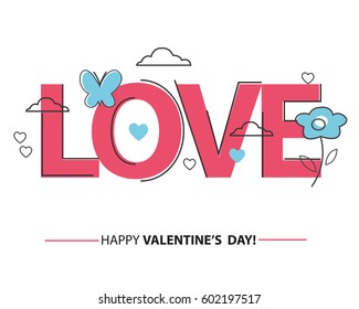 love Invitation card Valentine's day  background with text love
