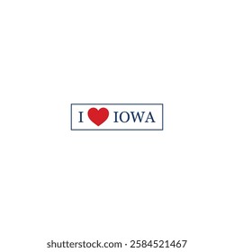 I Love Iowa Letter Vector Template