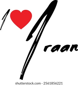 I Love Iraan Country Name Brush Typography Text