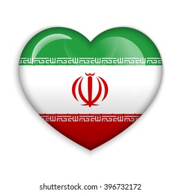 Love Iran  symbol. Heart flag icon. Vector illustration.