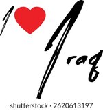 I Love Iraq Country Name In Grunge Text Typography