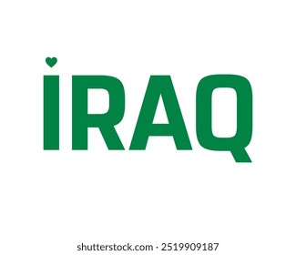 I love Iraq, Typography with a national flag and heart, National Day of Iraq, Iraq Independence Day, Iraq typography with heart on white background