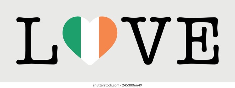 I Love Ireland flag heart icon vector illustration