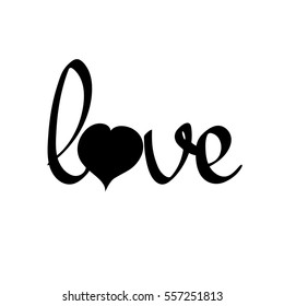 love, isolated calligraphy lettering, word design template, vector illustration