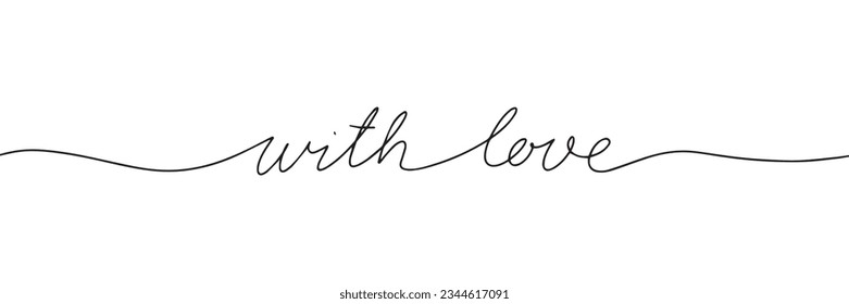 con el amor aislado en el fondo blanco. Escritura a mano de texto de una línea continua. Ilustración vectorial.
