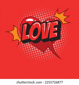 love  isolated red comic text speech bubble