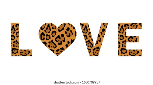 Love isolated word leopard pattern. 