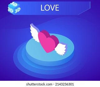 Love isometric design icon. Vector web illustration. 3d colorful concept