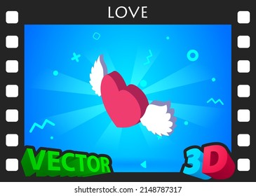 Love isometric design icon. Vector web illustration. 3d colorful concept