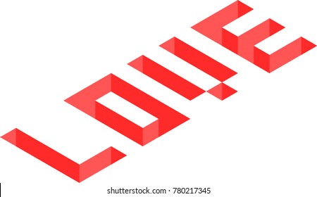 Love isometric text design - vector illustration