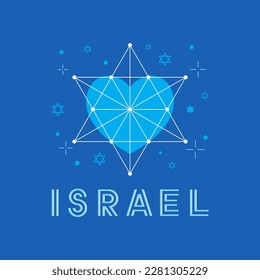 Love Israel concept vector design for independence day celebration. Template for greeting cards, banners, t-shirts, digital products