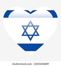 Amar la bandera de Israel, el botón Israel que luce el corazón, símbolo de amor de la bandera israelí. Símbolo patriótico nacional israelí. 