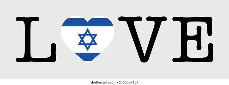 I Love Israel flag icono del corazón Ilustración vectorial