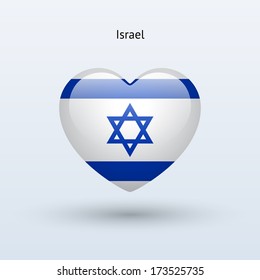 Love Israel symbol. Heart flag icon. Vector illustration.