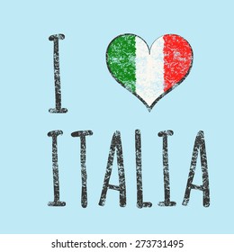 I love italia typography, t-shirt graphics. vector illustration.
