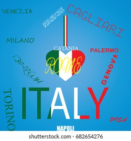 I LOVE ITALY AND ITS CITIES. VECTOR ILLUSTRATOR.