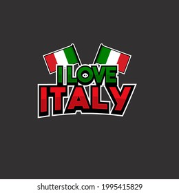 i love italy design in green and red elegant and modern retro style with added italian flag for posters, t-shirt designs and graphic designs