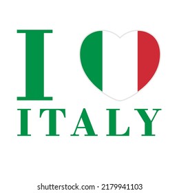Love Italy. Flag Heart flat design vector illustration