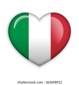  Love Italy.  Flag Heart Glossy Button