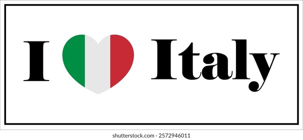 I Love Italy Sticker Icon Illustration From The Heart Of The Italian Flag