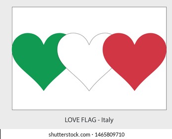 I love Italy vector flag with heart sign symbolizing love for that country