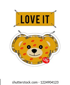 Love It,Bear, t shirt graphic design, vector artistic illustration graphic style, vector, poster, slogan.