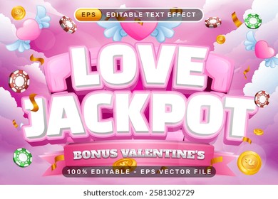 love jackpot valentines day 3d text effect and editable text effect